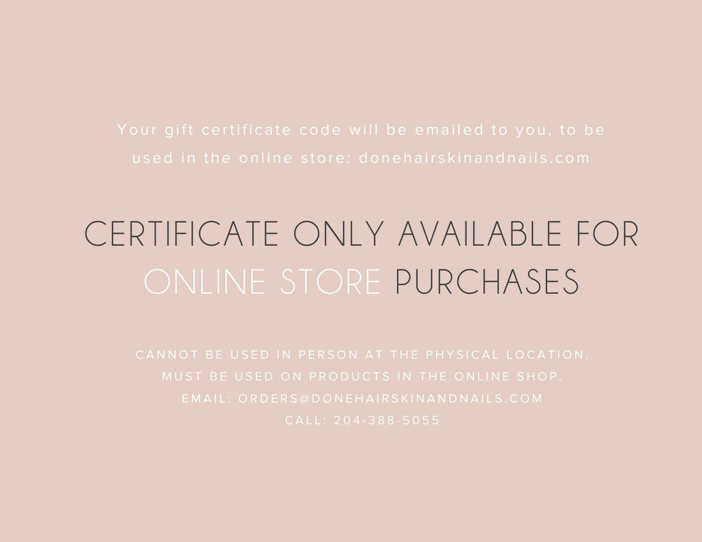 Gift Card - Online Shop Only - Done Hair Skin and Nails